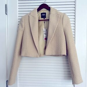 Zara Textured Cropped Blazer / Biscuit / Size: Xs / Ref: 2010/721/726 NWT